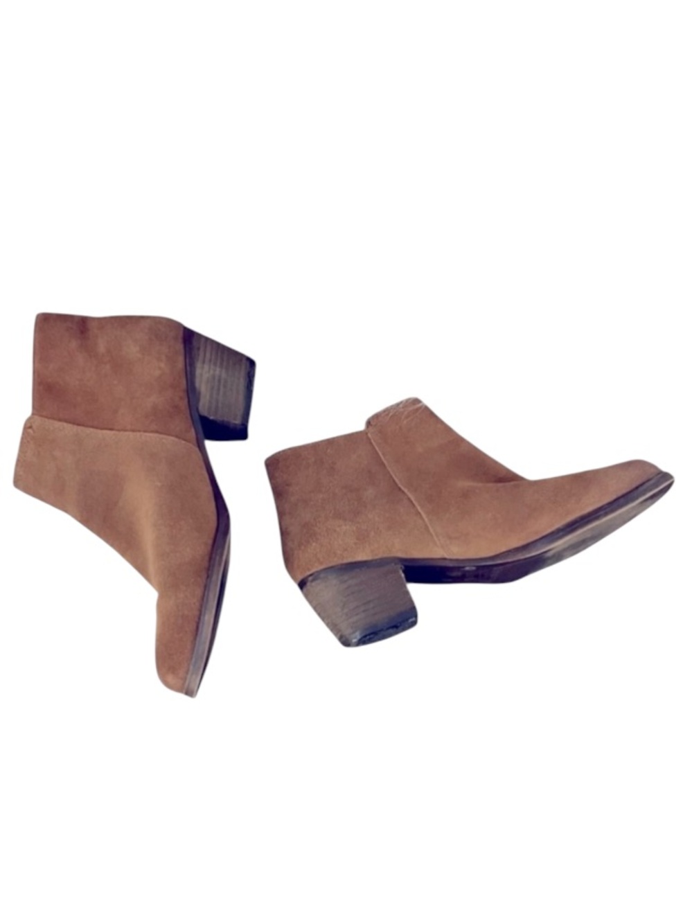Aldo Womens Suede Leather Cognac Brown Neutral Block Heel Ankle Boots Sz 7.5